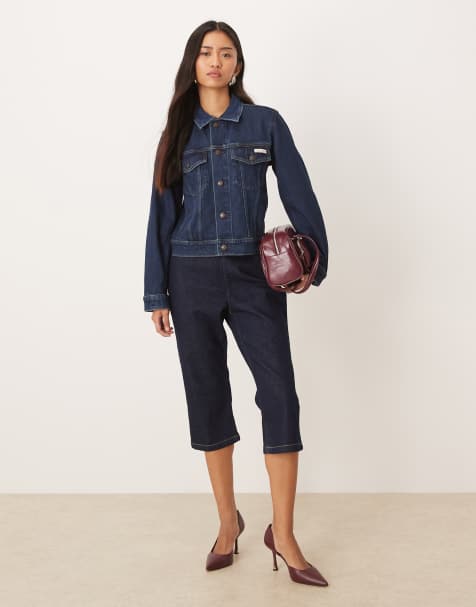 Calvin Klein Jeans classic trucker denim jacket in dark blue - view 1