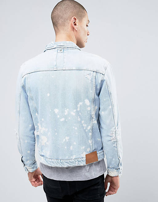 Calvin Klein Jeans Classic Vintage Splatter Denim Jacket In Light Wash |  ASOS