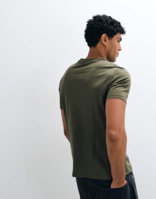 Calvin Klein Jeans classic woven label t-shirt in khaki, 5 of 5