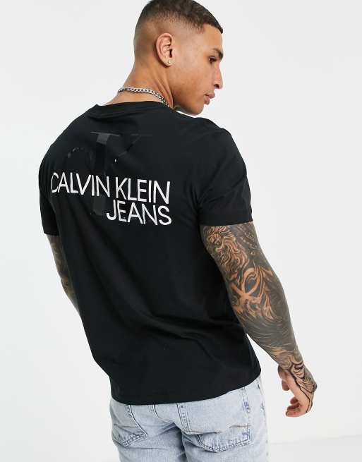 Calvin Klein Jeans clear monogram back print t-shirt in black