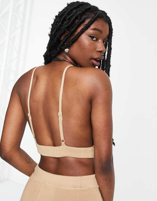 ASOS DESIGN knitted bralette in camel