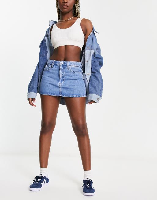 Calvin Klein Jeans co-ord denim micro mini skirt in mid wash | ASOS