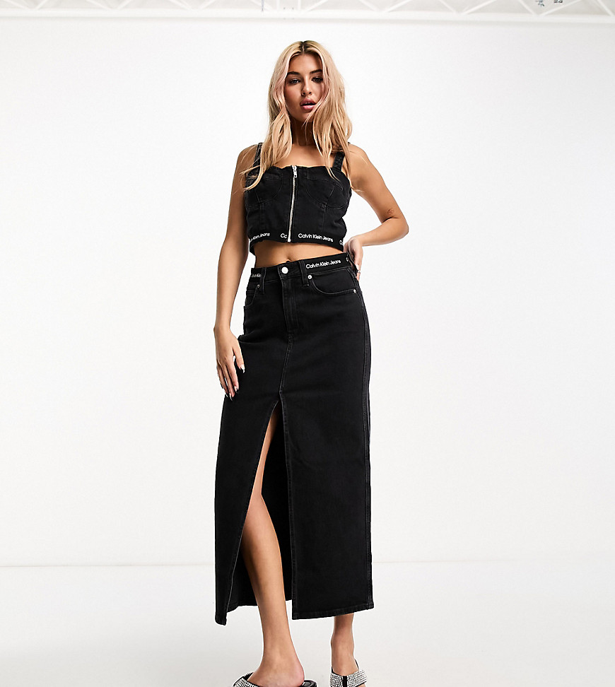 Calvin Klein Jeans co-ord maxi skirt in black