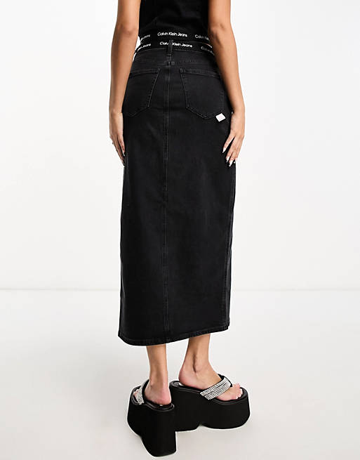 Calvin Klein Jeans co-ord maxi skirt in black | ASOS