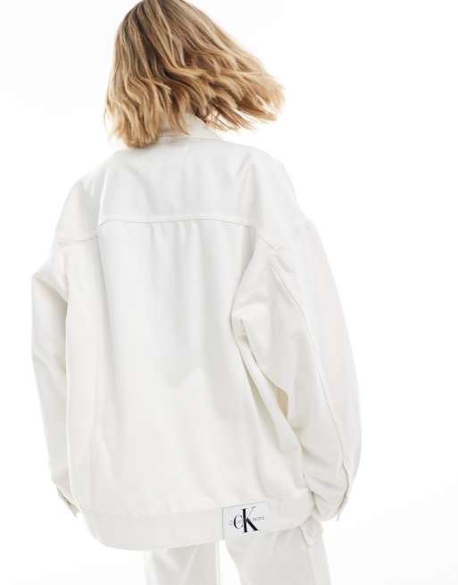 Calvin Klein Jeans co-ord oversized workwear denim jacket in white