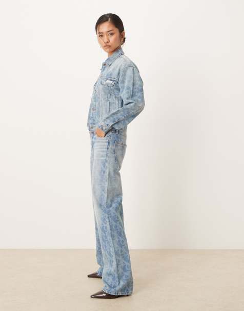 Calvin Klein Jeans - Co-ord set van denim jack met logoprint en jeans in lichtblauwe wassing - view 1