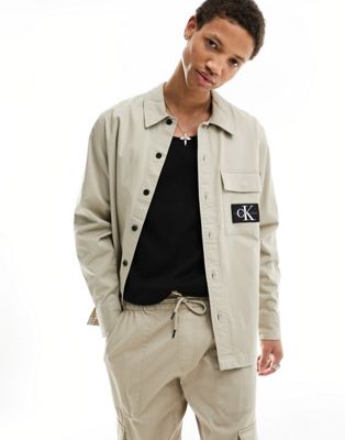 Calvin Klein Jeans co-ord utility shirt in taupe