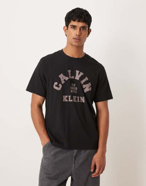 Calvin Klein Jeans collegiate chest graphic t-shirt in black - view 1