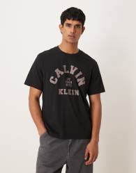 Calvin Klein Jeans collegiate chest graphic t-shirt in black