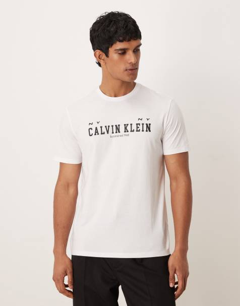 Calvin Klein Jeans collegiate graphic t-shirt in white - view 1