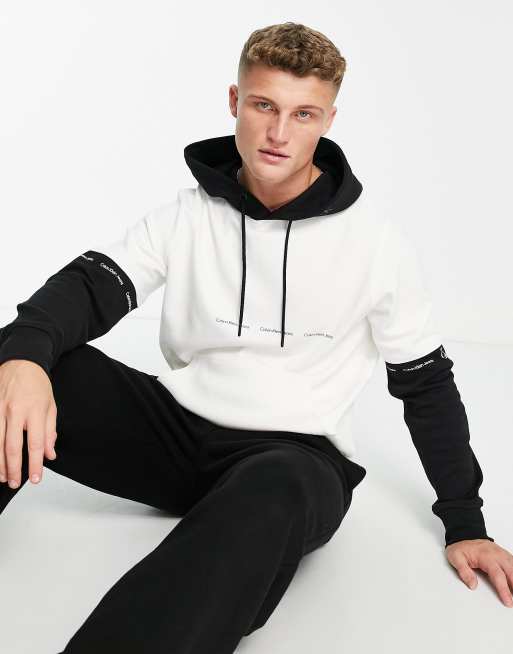 Calvin klein hoodie on sale black and white