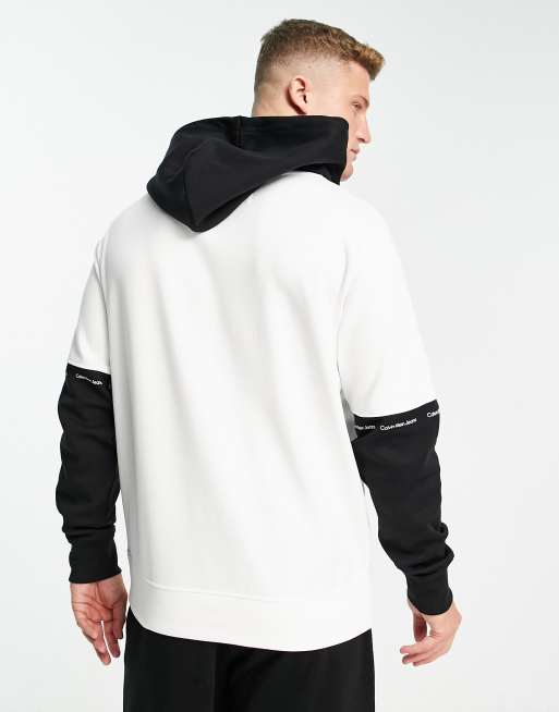 Calvin Klein Jeans colourblock hoodie in white black