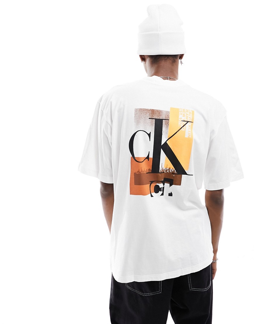 Calvin Klein Jeans connected layer landscape t-shirt in white