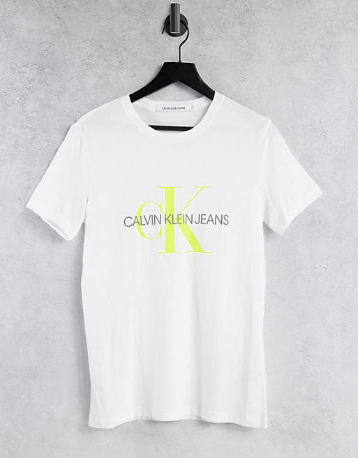 Calvin Klein Jeans contrast monogram t-shirt in white