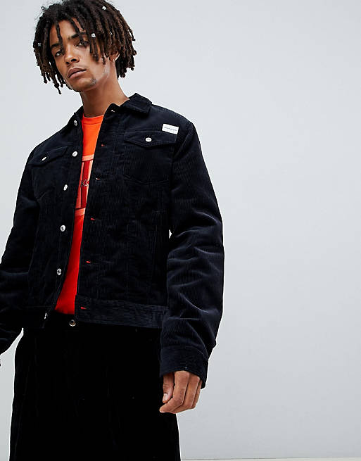 Calvin Klein Jeans corduroy jacket with logo patch black | ASOS