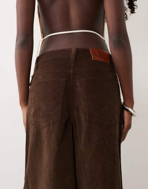 Calvin Klein Jeans corduroy wide leg jeans in brown, 5 of 5