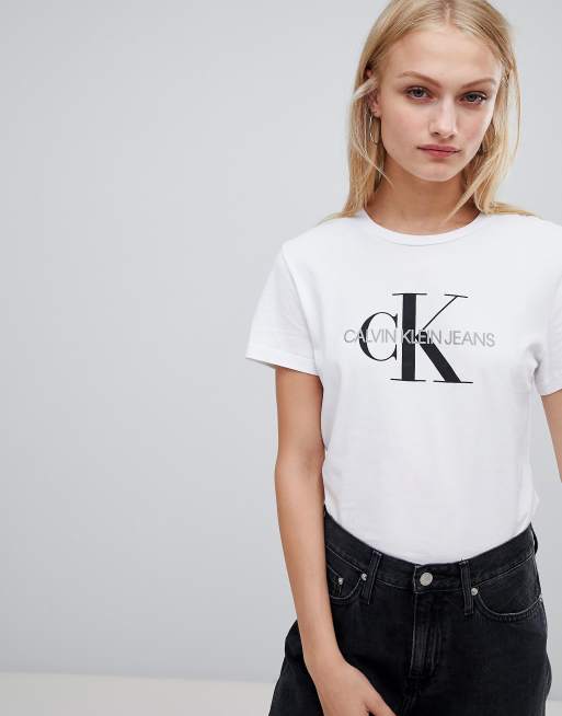 Calvin Klein Jeans Monogram Logo T Shirt White