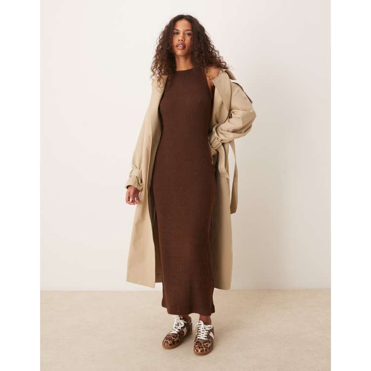 Calvin Klein Jeans cosy knit maxi dress in dark brown - ASOS Exclusive |  ASOS