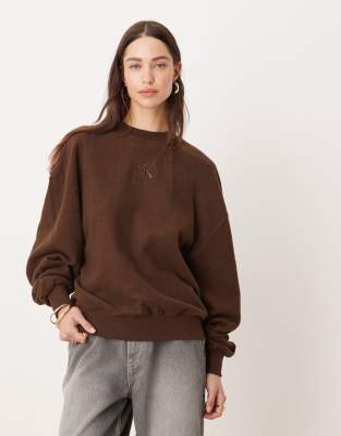 Calvin Klein Jeans cosy sweatshirt in dark brown ASOS