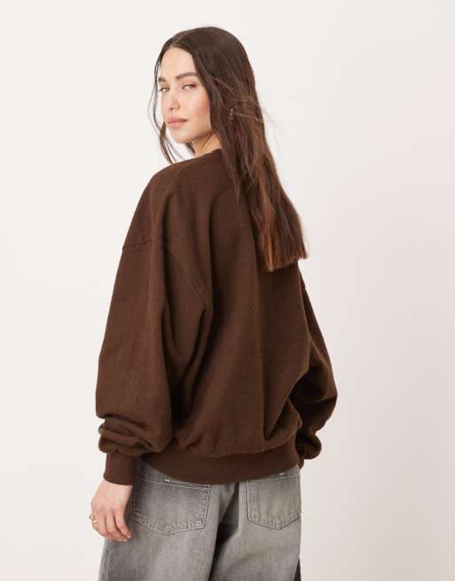Calvin Klein Jeans cosy sweatshirt in dark brown - ASOS Exclusive, 2 of 4