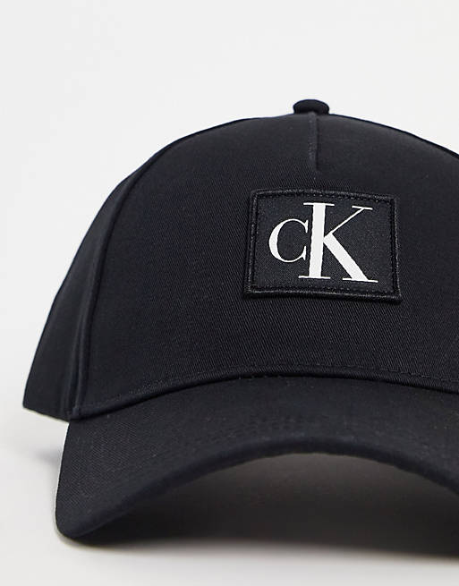 Calvin Klein Jeans cotton logo cap in black - BLACK | ASOS