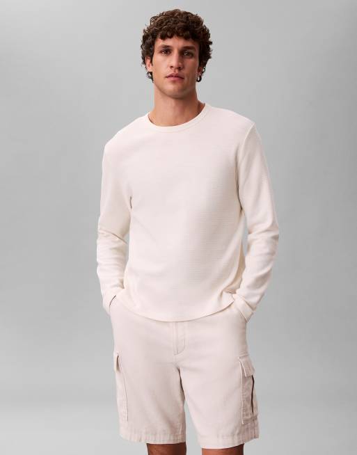 Calvin Klein Jeans cotton long sleeve t-shirt in off-white, 2 of 4