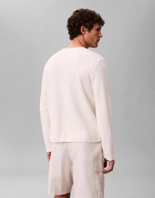 Calvin Klein Jeans cotton long sleeve t-shirt in off-white, 3 of 4