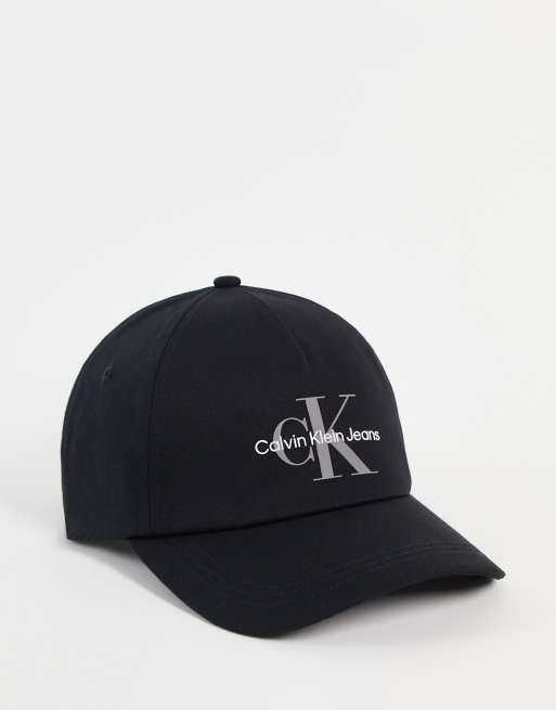 Calvin Klein Jeans cotton monogram cap in black - BLACK | ASOS