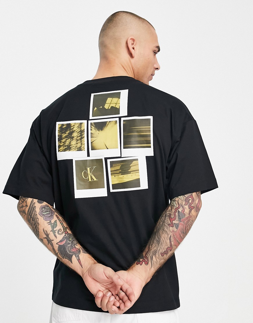 Calvin Klein Jeans cotton photo back print T-shirt in black