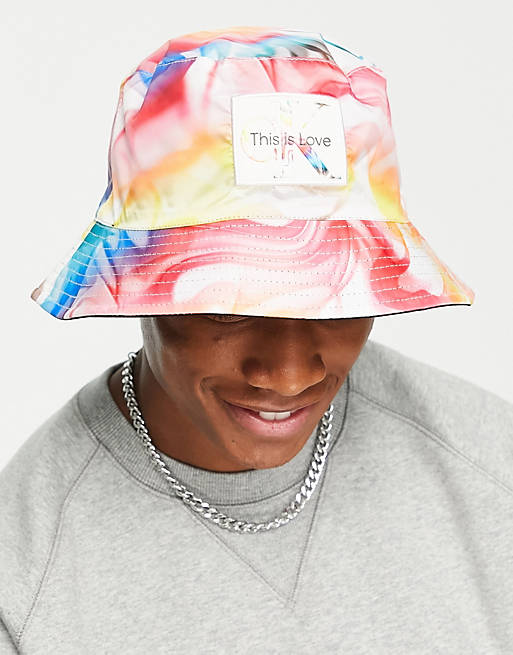 Calvin Klein Jeans cotton pride capsule reversible bucket hat in tie dye  multi - MULTI