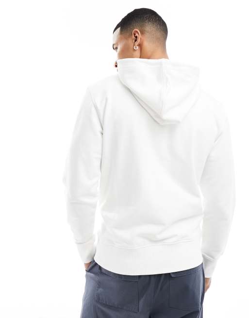 Calvin Klein Jeans Cotton Terry Zip Up Hoodie in Bright White