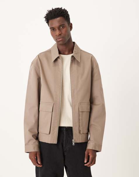 Calvin Klein Jeans cotton utility pocket jacket in taupe - view 1