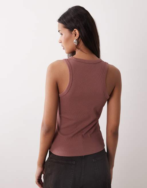 Calvin Klein Jeans crew logo tank top in brown, 4 of 4