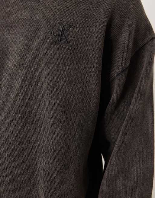 Calvin Klein Jeans crew neck jumper in washed black, 5 of 5