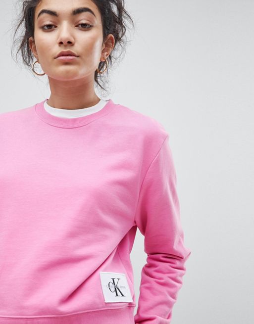 Calvin Klein Jeans Sweatshirt with Flocked Logo, ASOS