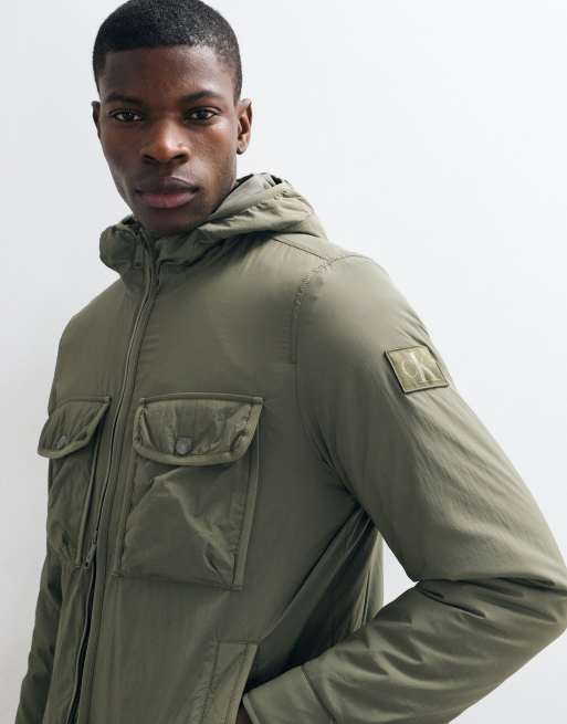 Calvin Klein Jeans crinkle nylon jacket in khaki, 5 of 5