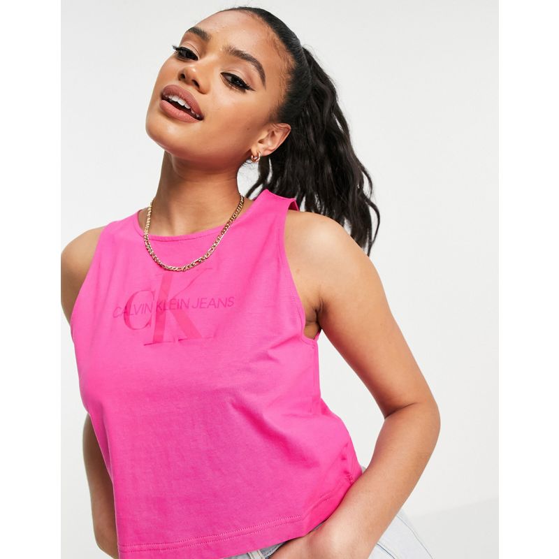 JPEKh Designer Calvin Klein Jeans - Crop top rosa con monogramma