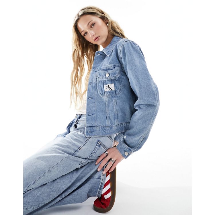 Calvin Klein Jeans cropped 90s denim jacket in light wash