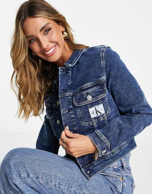 Calvin klein clearance cropped denim jacket