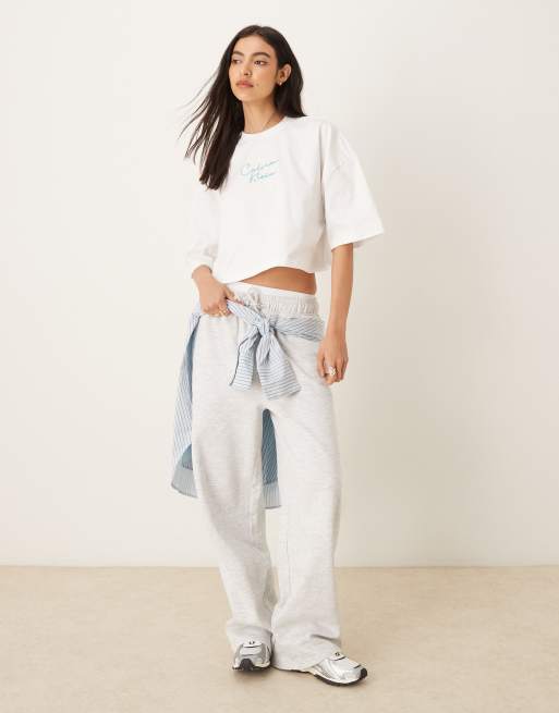 Calvin Klein jeans cropped boxy logo vest top in white stripe, 3 of 4