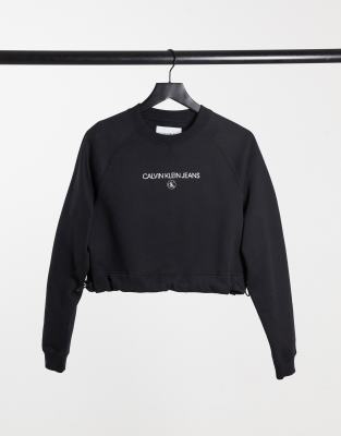 calvin klein black cropped hoodie