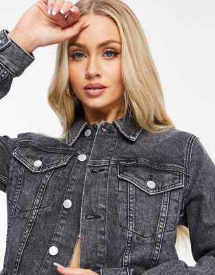 grey cropped denim jacket