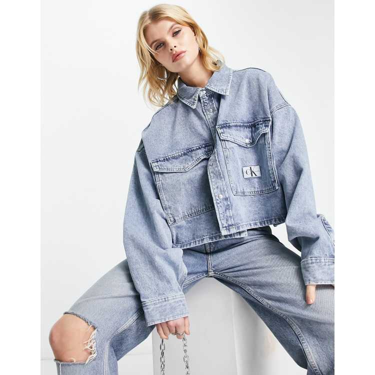 Calvin Klein mid ASOS Jeans denim shirt cropped wash | in