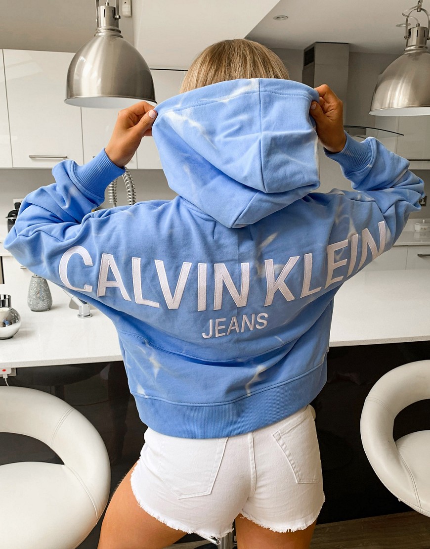 Calvin Klein Jeans - Cropped hoodie met lava-dye in blauw