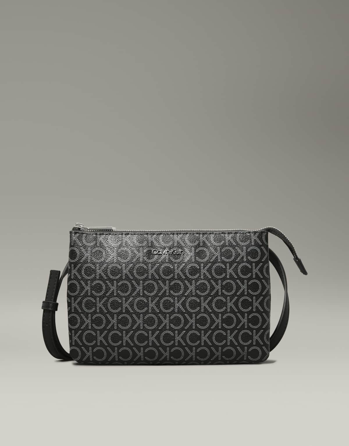 Calvin Klein Jeans cross body monogram logo bag in black/grey