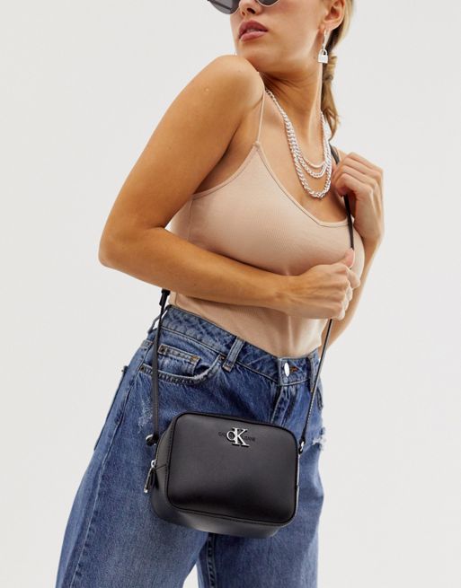 Calvin Klein Jeans reissue logo crossbody camera bag in white