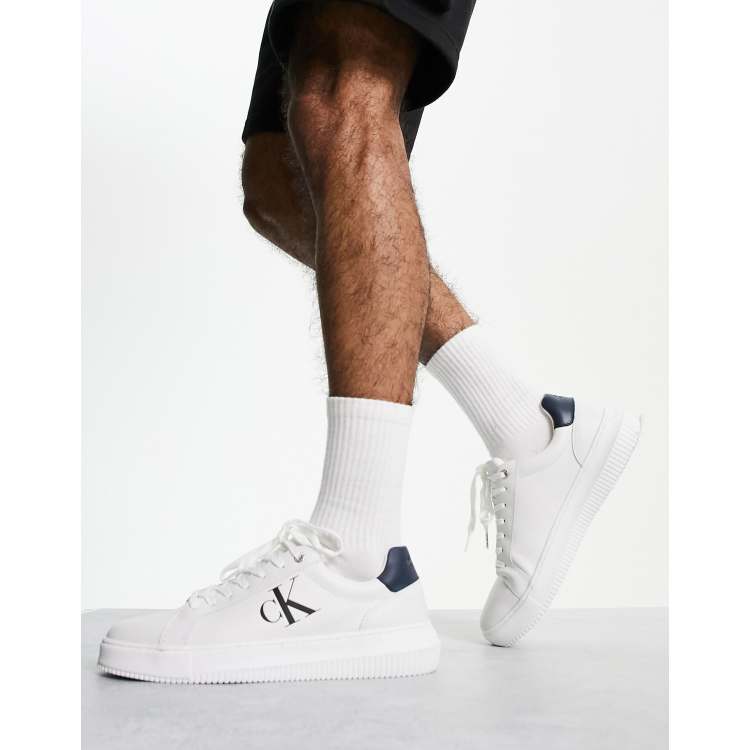 Calvin Klein Jeans cupsole leather sneakers in white