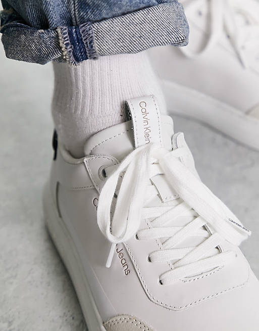 Calvin Klein Jeans cupsole sneakers in white | ASOS