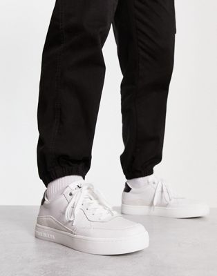 Calvin Klein Jeans cupsole trainer in white with black back tab