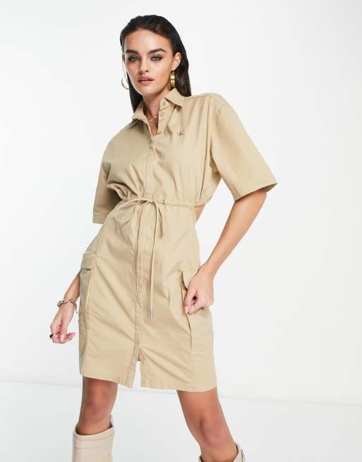 sand back back | Klein shirt Jeans cut in out ASOS monogram dress logo print Calvin